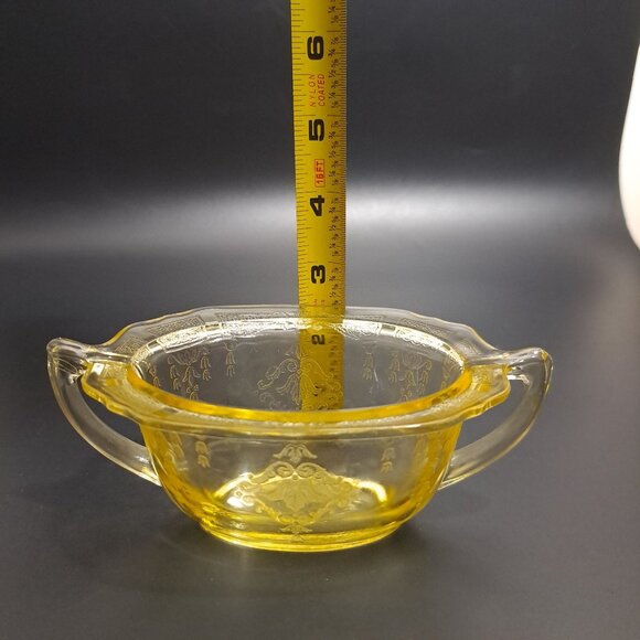 Anchor Hocking Princess Yellow Glass Sugar Bowl Embossed Design Vintage NO LID - Picture 9 of 16